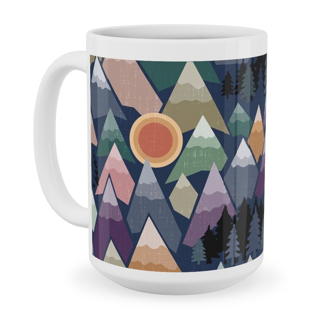 the Mountains Are Calling - Colourful Ceramic Mug, White,  , 15oz, Multicolor