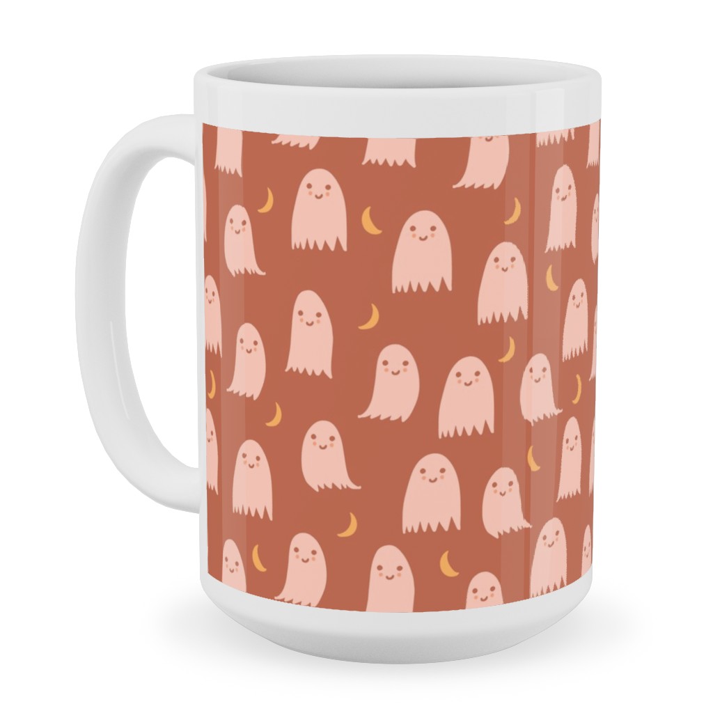 Cute Halloween Ghosts Ceramic Mug, White, , 15oz, Pink, Sedona