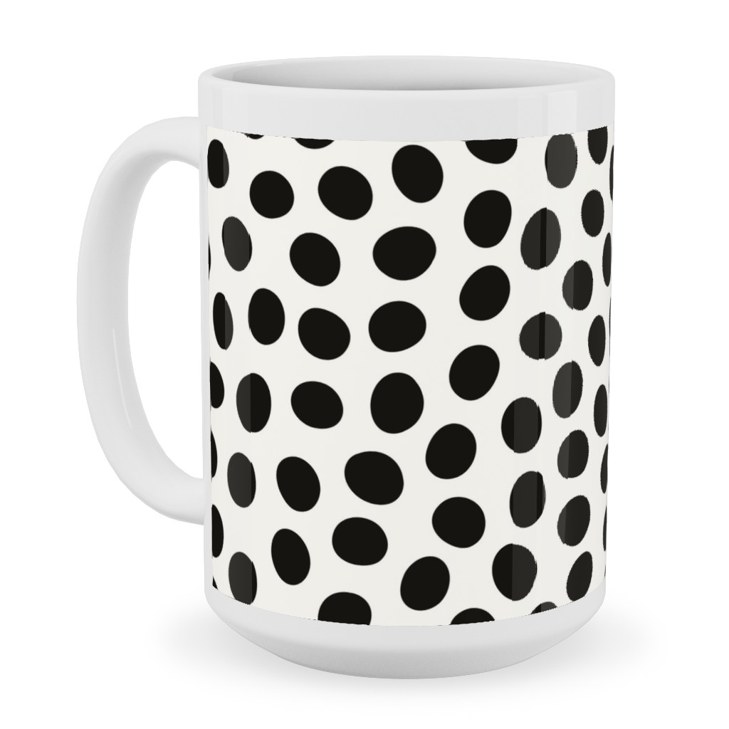 Dots - Black and White Ceramic Mug, White, , 15oz, White, White