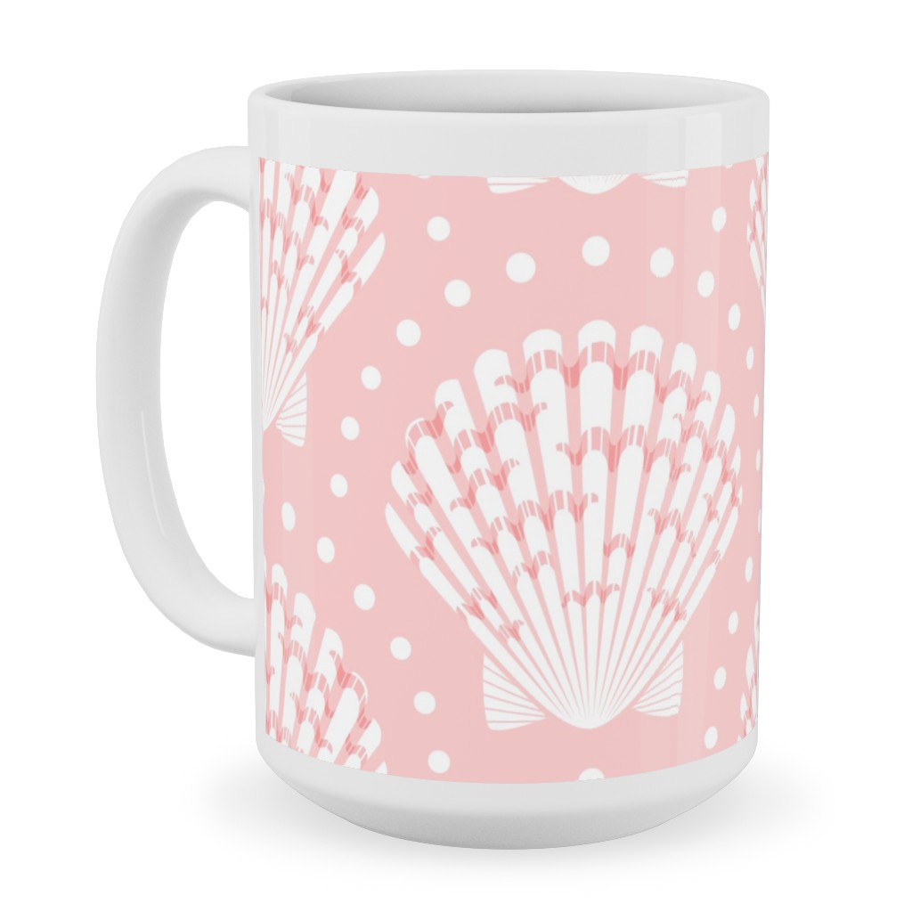 Pretty Scallop Shells - Pink Ceramic Mug, White,  , 15oz, Pink
