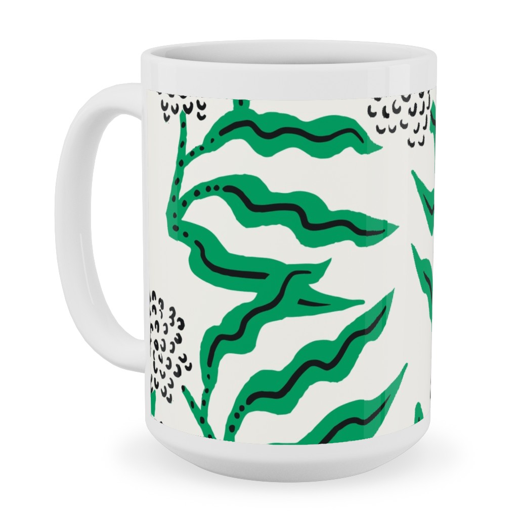 La Ville Vine Ceramic Mug, White, , 15oz, Green, Emerald