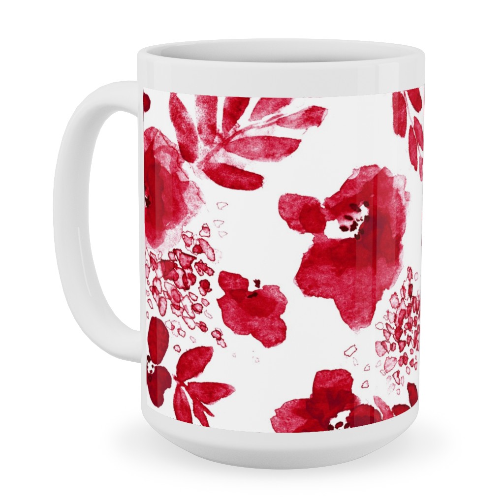 Floret Floral - Red Ceramic Mug, White,  , 15oz, Red