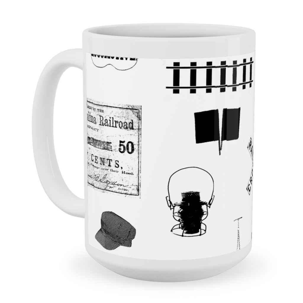 Railroad Ceramic Mug, White, , 15oz, White, White