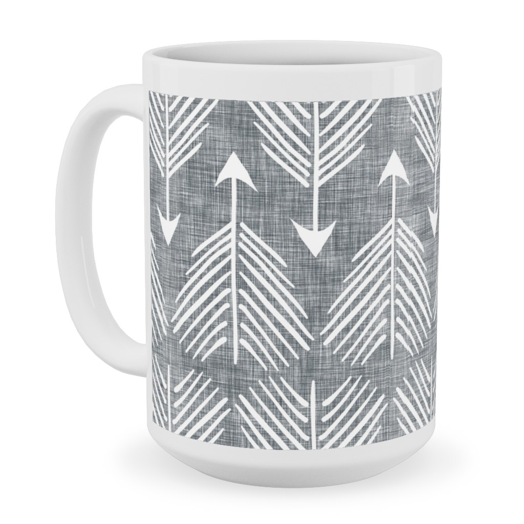 Django Arrows Ceramic Mug, White,  , 15oz, Gray