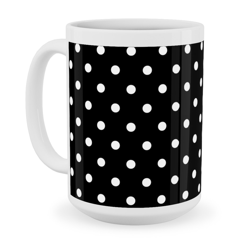 Dotty - White on Black Ceramic Mug, White, , 15oz, Black, Black
