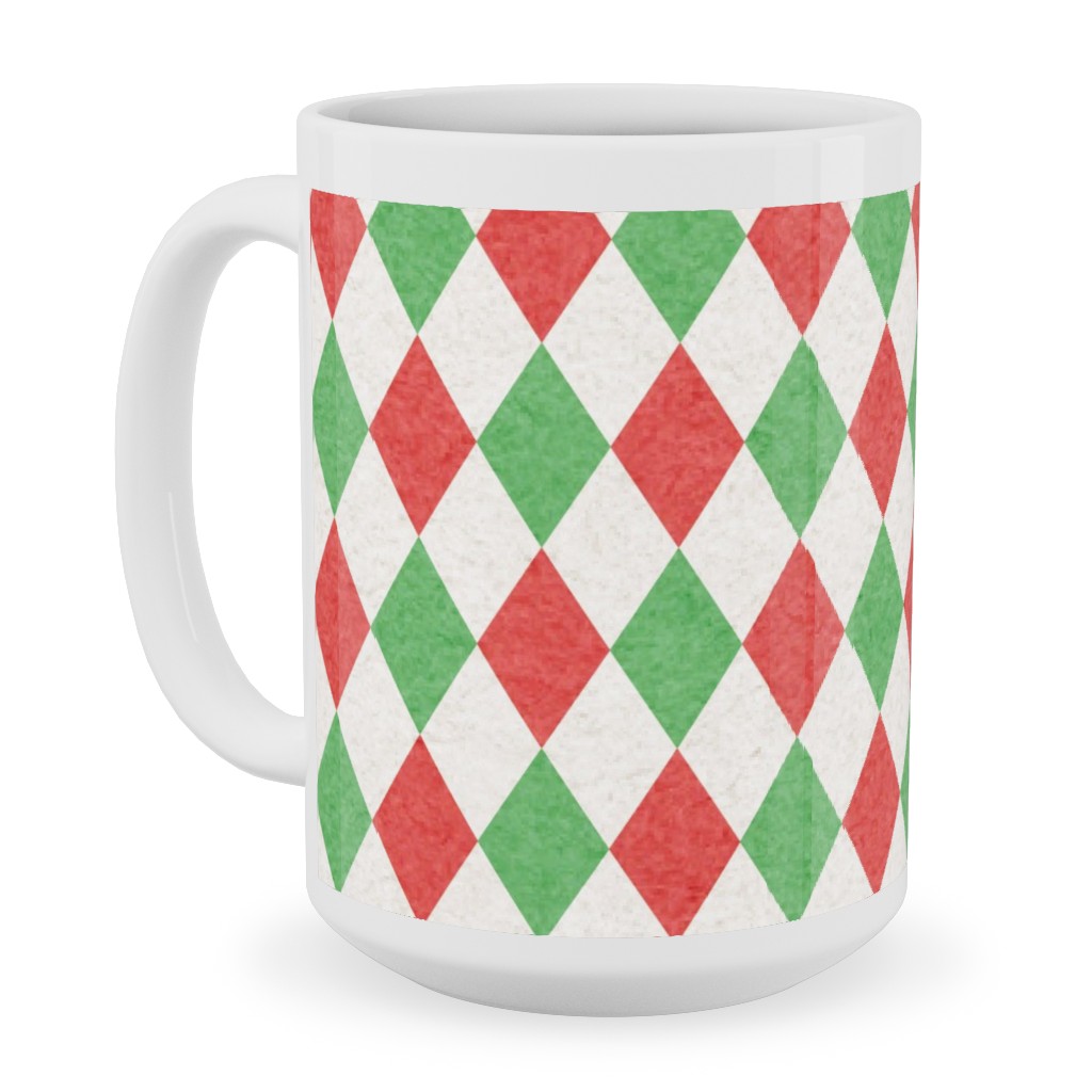 Christmas Diamonds Ceramic Mug, White, , 15oz, Multicolor