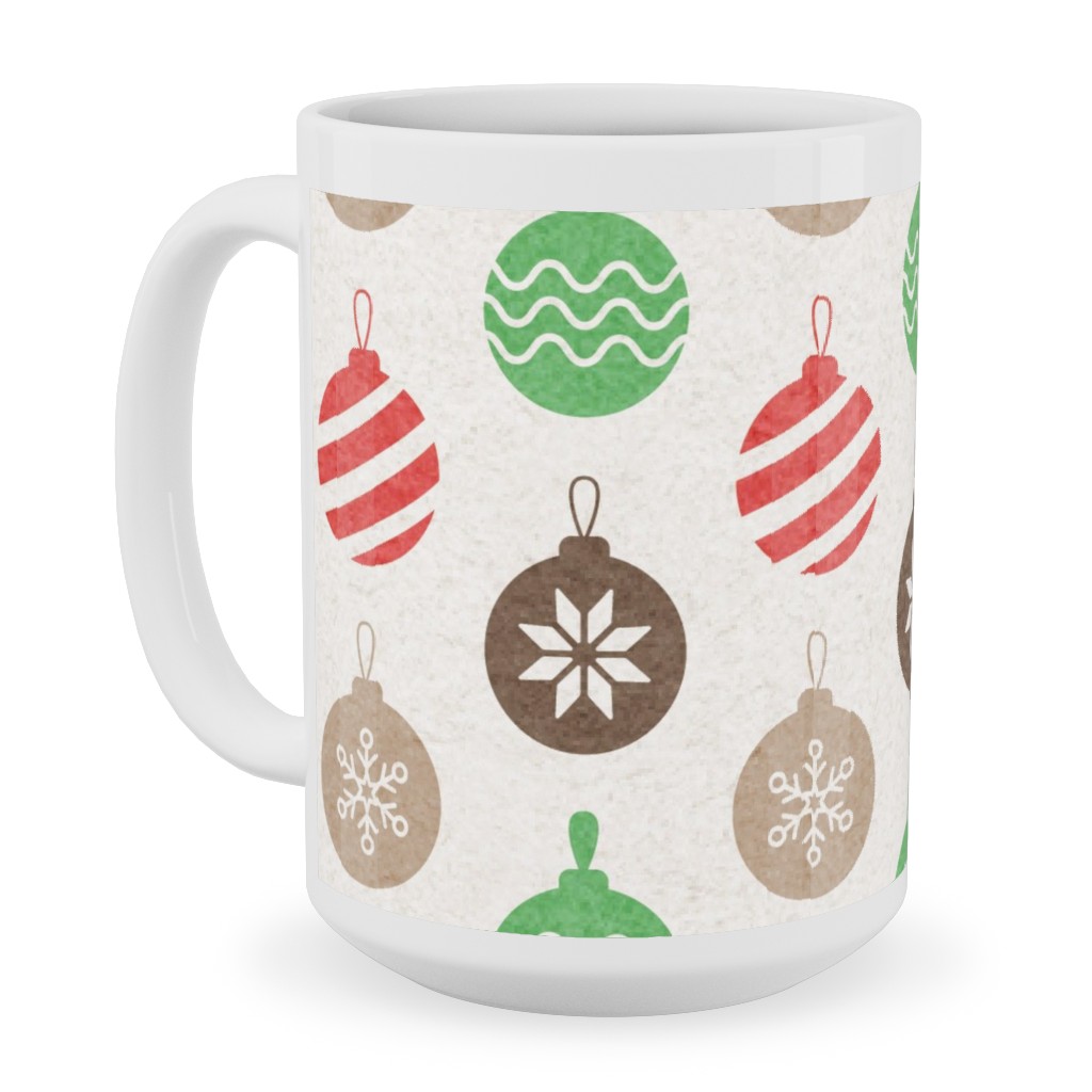 Christmas Ornaments Ceramic Mug, White,  , 15oz, Multicolor