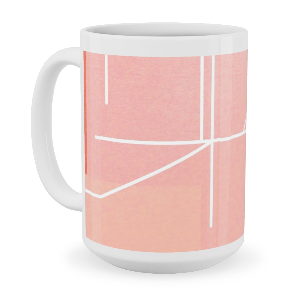 Midcentury Abstract Ceramic Mug, White, , 15oz, Multicolor