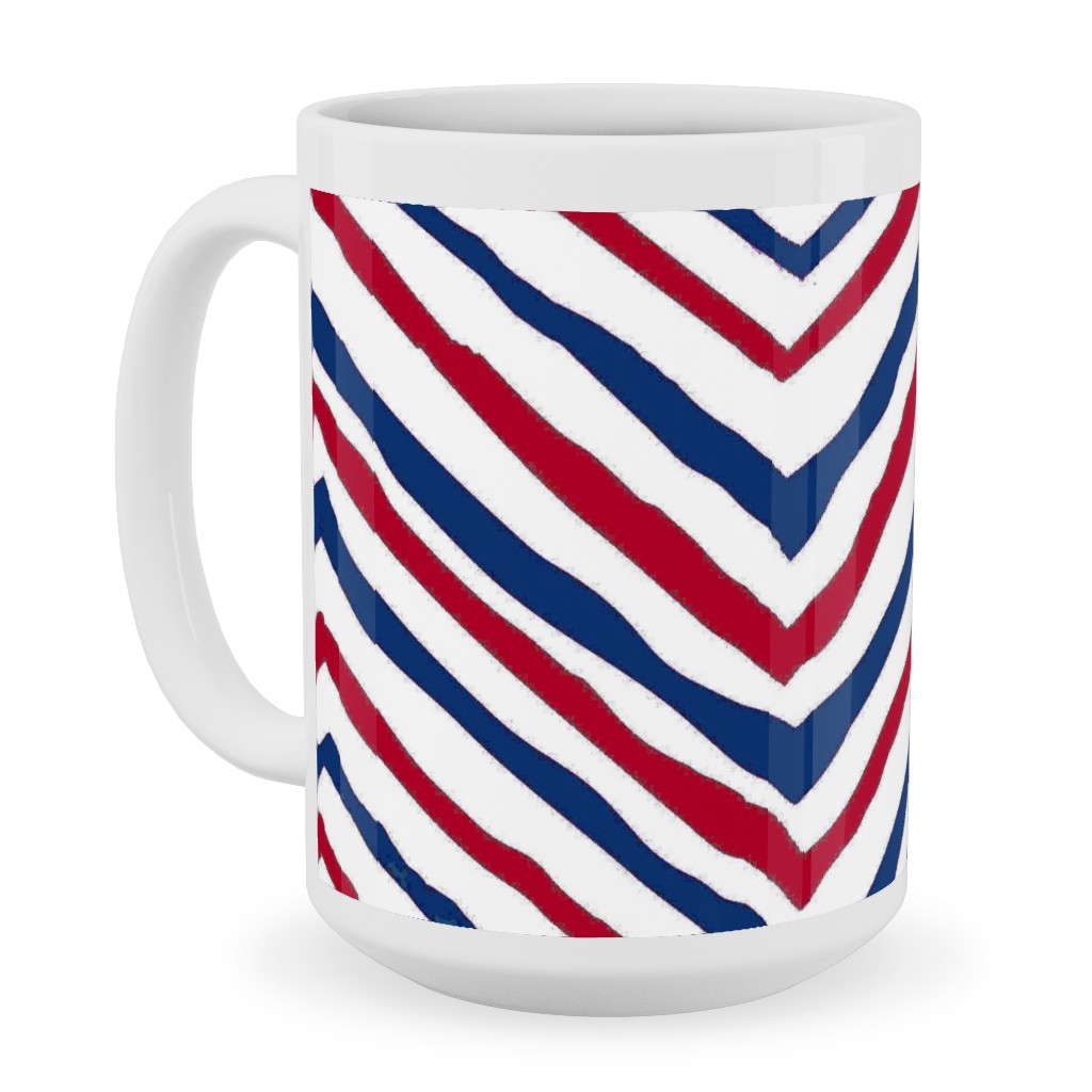 Patriots Chevron Zig Zag - Navy, Red Ceramic Mug, White,  , 15oz, Multicolor