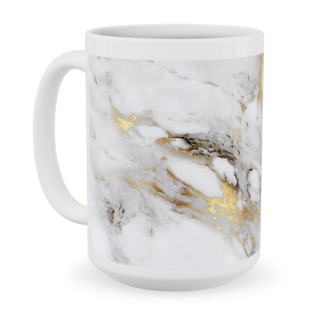 Gilded Marble - Gray Ceramic Mug, White,  , 15oz, Gray