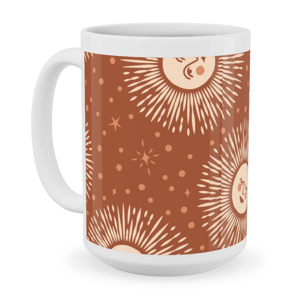 Golden Sun - Multidirectional - Rust Brown Ceramic Mug, White,  , 15oz, Orange