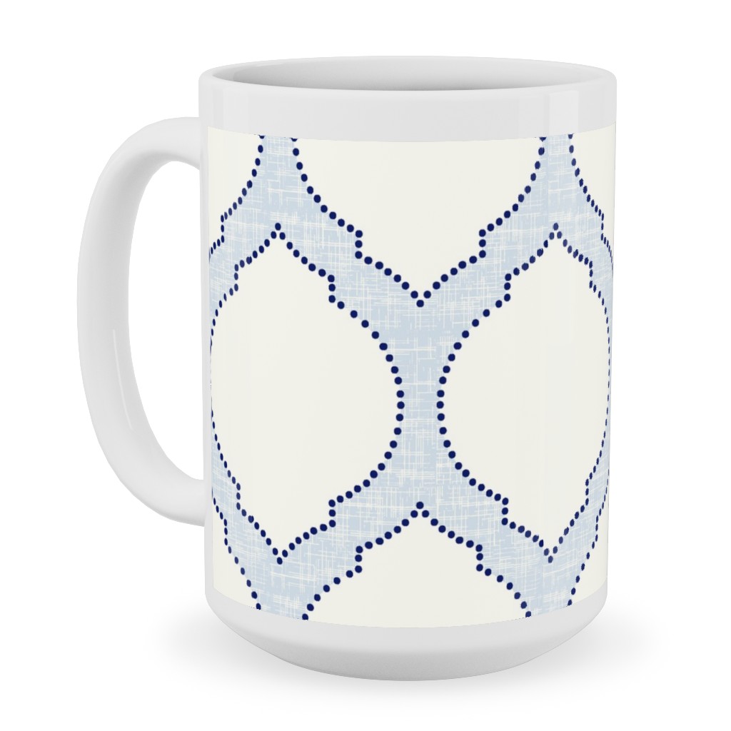 Moroccan Trellis - Light Blue Ceramic Mug, White,  , 15oz, Blue