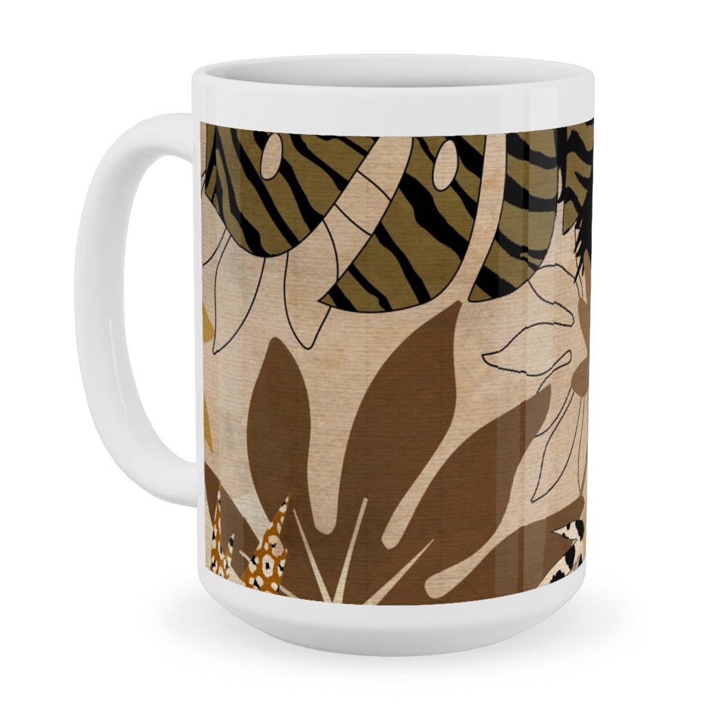 Safari Camouflage - Earthy Ceramic Mug, White, , 15oz, Brown, Brown