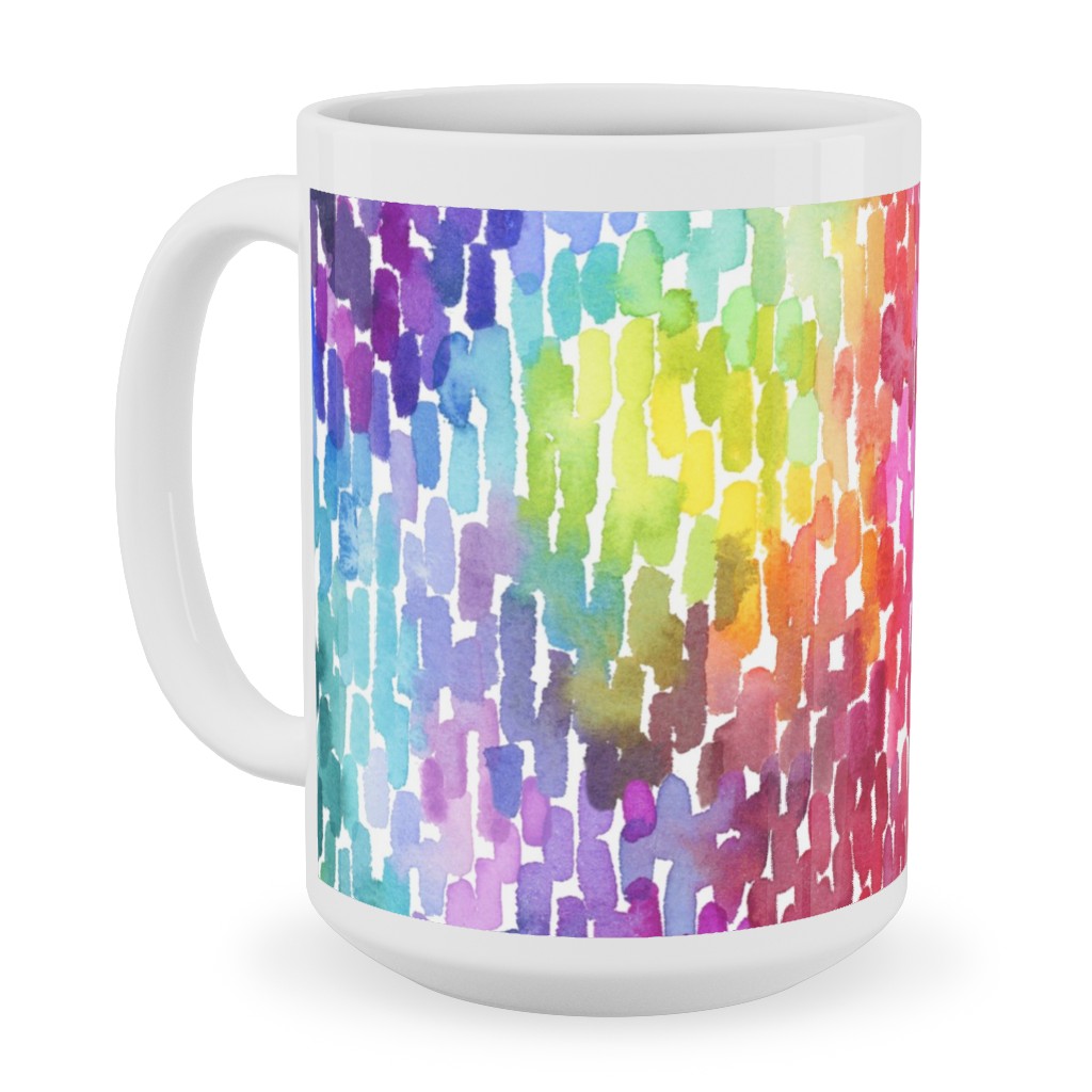 Watercolor Marks - Multi Ceramic Mug, White, , 15oz, Multicolor