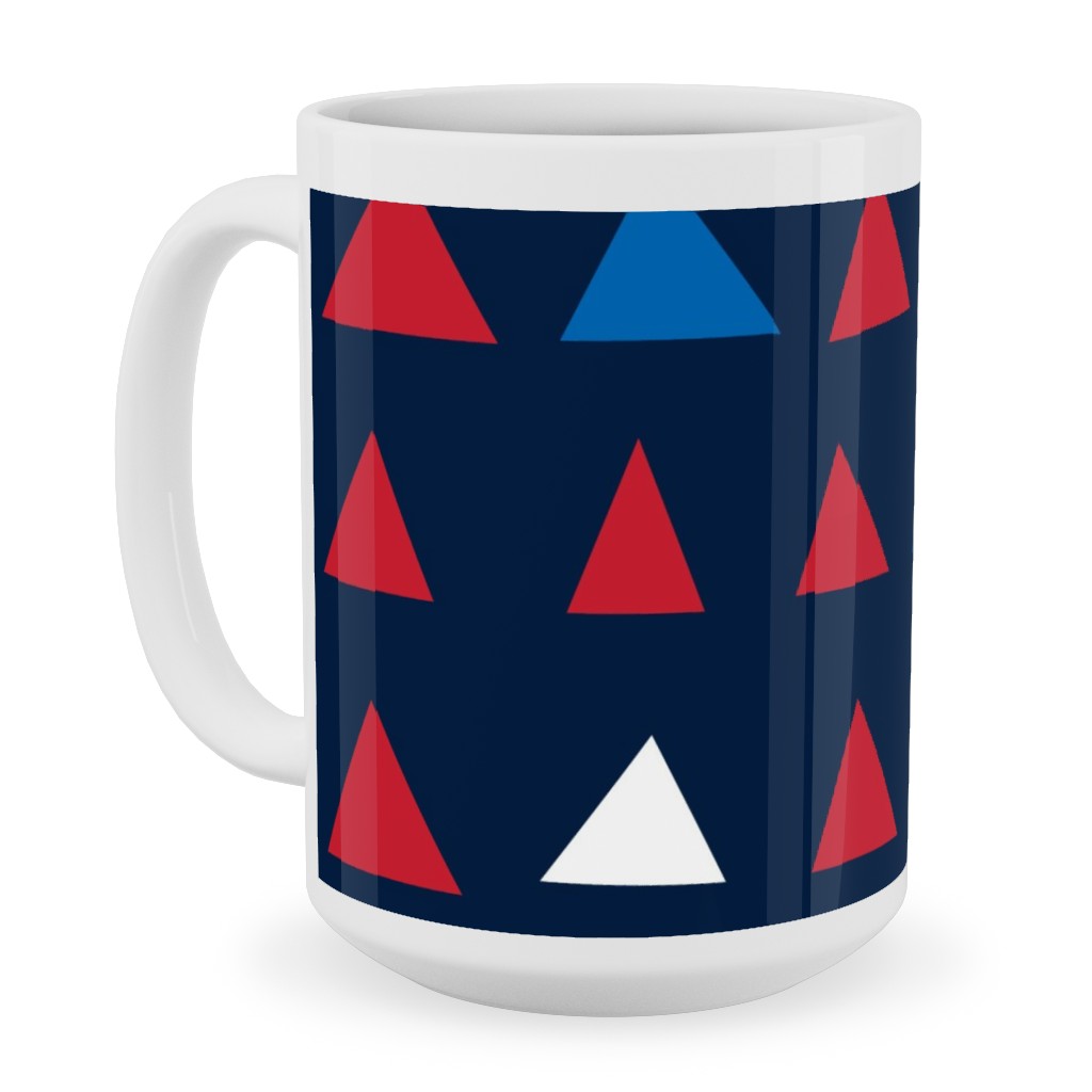 Triangles - Red White and Blue Ceramic Mug, White,  , 15oz, Blue