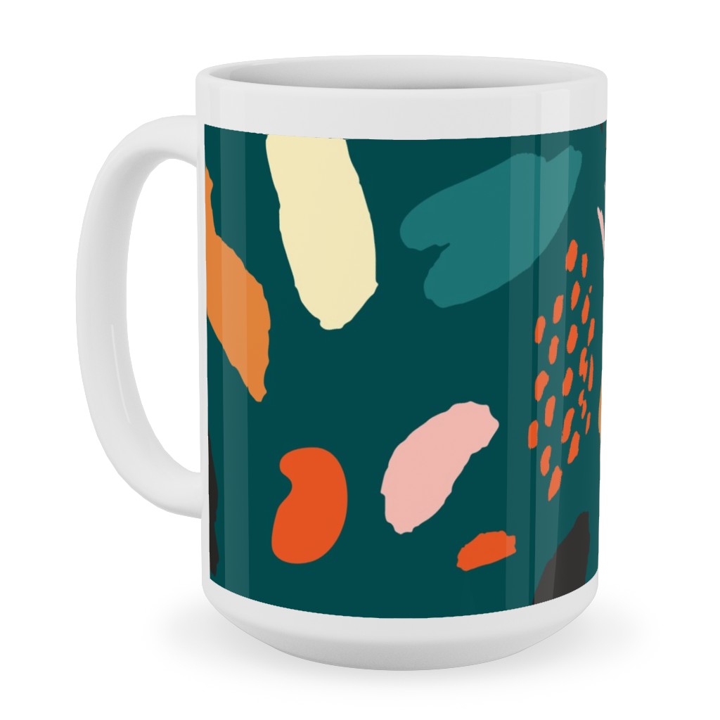 Splashes Pattern - Green Ceramic Mug, White, , 15oz, Multicolor