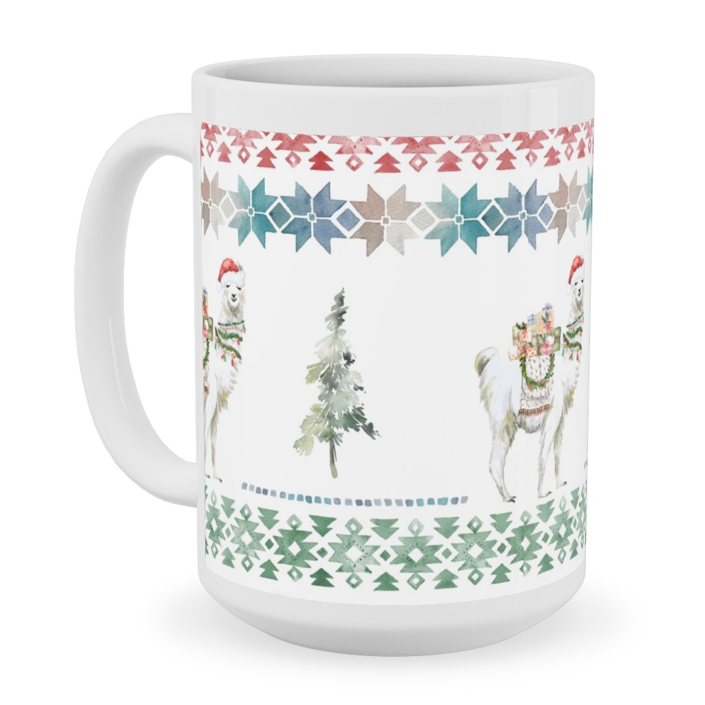 Christmas Llama Sweater Print - Multi Ceramic Mug, White,  , 15oz, Multicolor