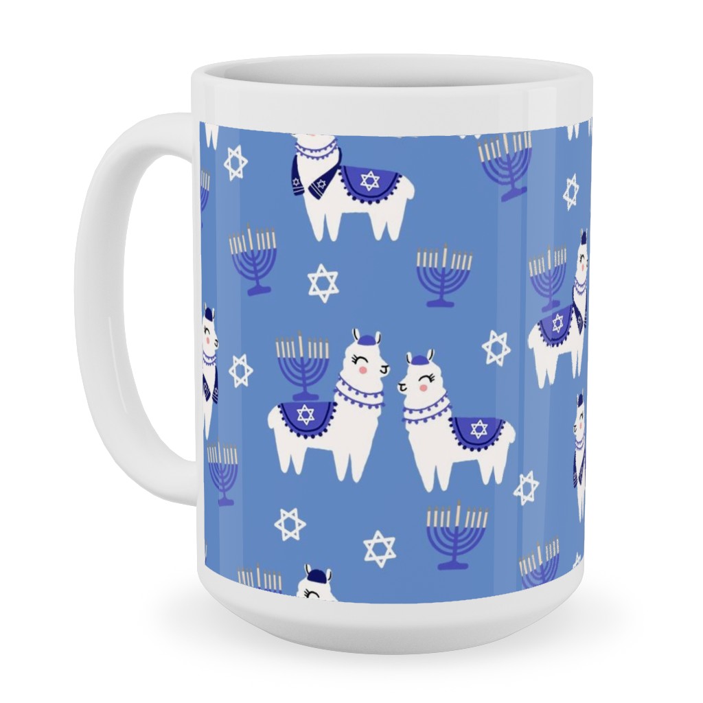 Llamakah - Blue Ceramic Mug, White,  , 15oz, Blue