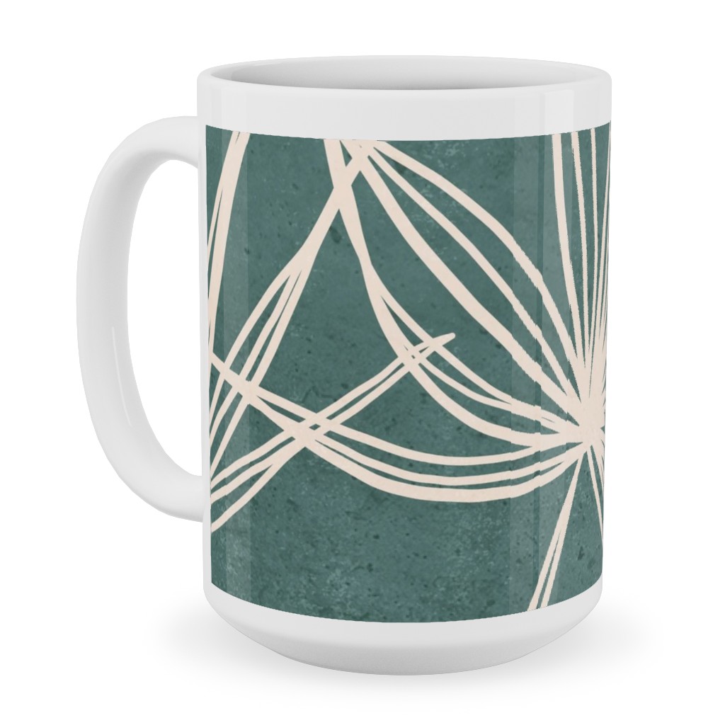 Palm Fronds Fan - Green Ceramic Mug, White, , 15oz, Green, Classic Green