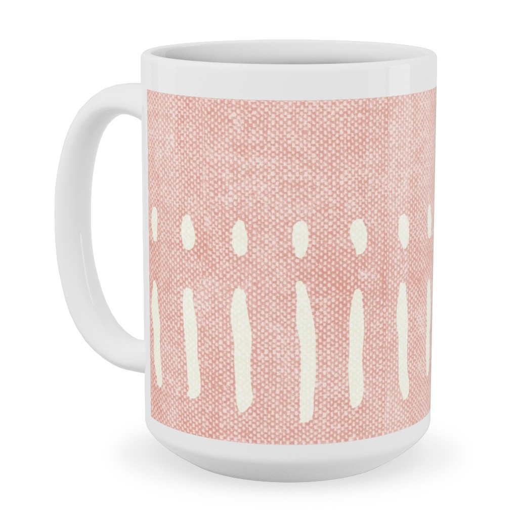 Dash Dot Stripes Ceramic Mug, White,  , 15oz, Pink