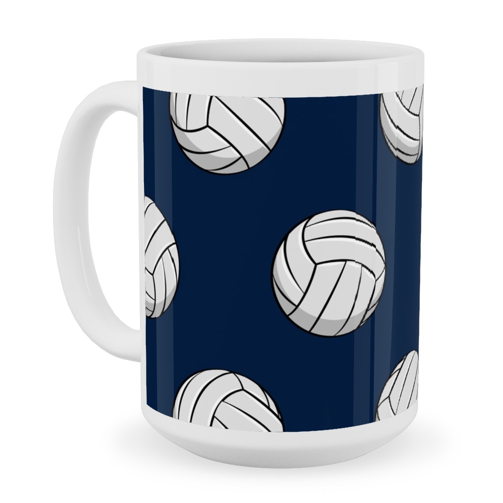 Volleyball - Blue Ceramic Mug, White, , 15oz, Blue, True Blue