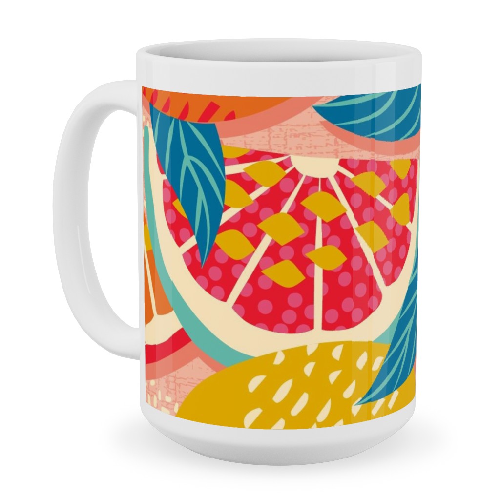 Squeeze the Day - Bold Ceramic Mug, White,  , 15oz, Orange