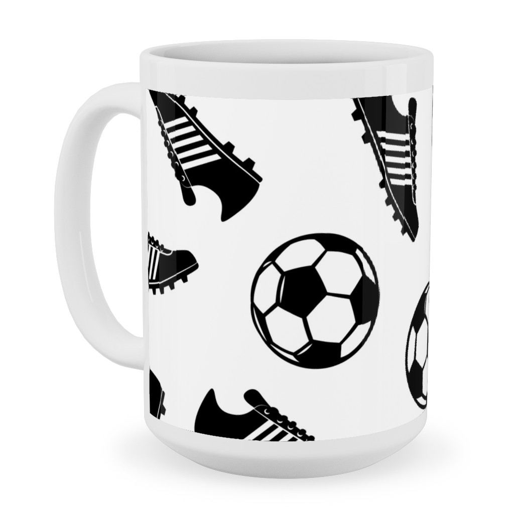 Soccer Balls and Cleats Ceramic Mug, White, , 15oz, White, White