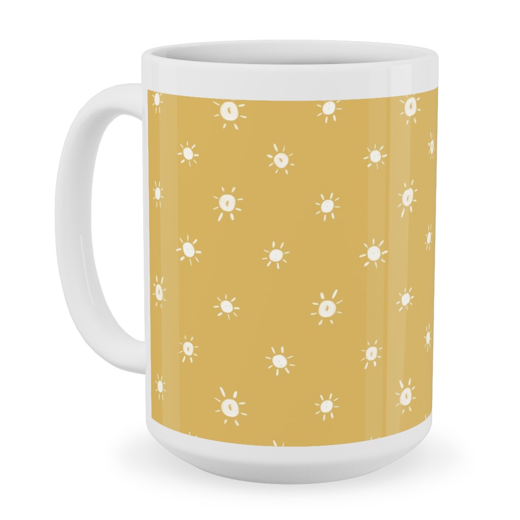 Dotted Suns - Yellow Ceramic Mug, White, , 15oz, Yellow, Classic Yellow