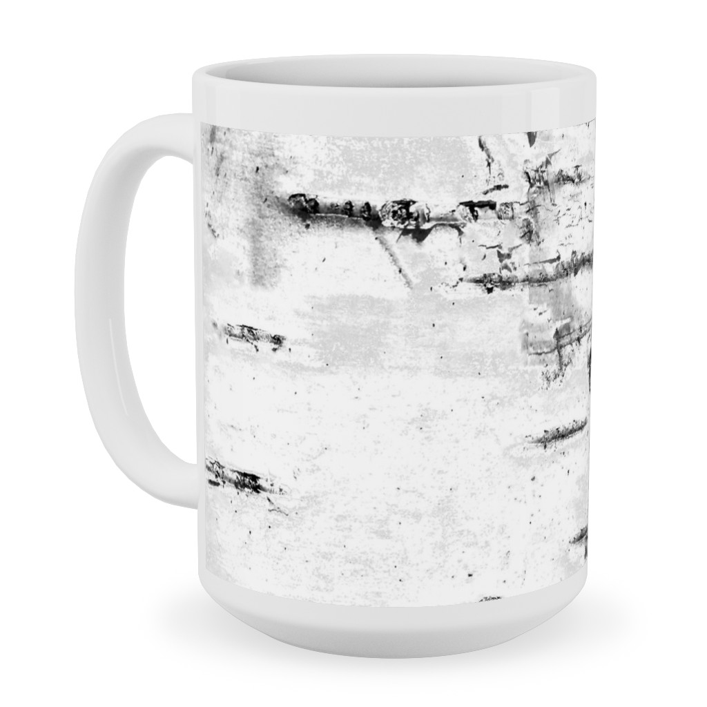 Birch Bark - White, Gray Ceramic Mug, White, , 15oz, Gray, Gray