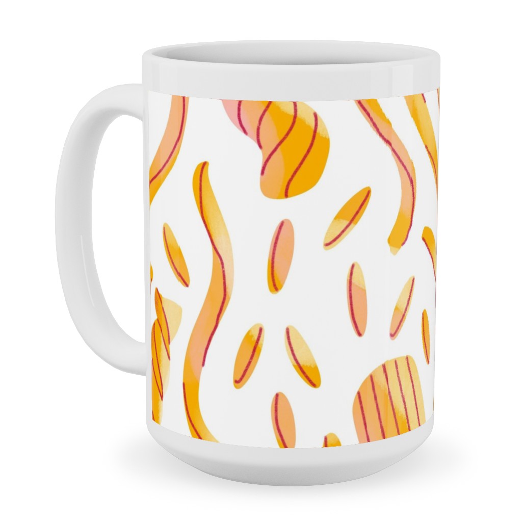 Yummy Noodles Ceramic Mug, White, , 15oz, Orange, Orange