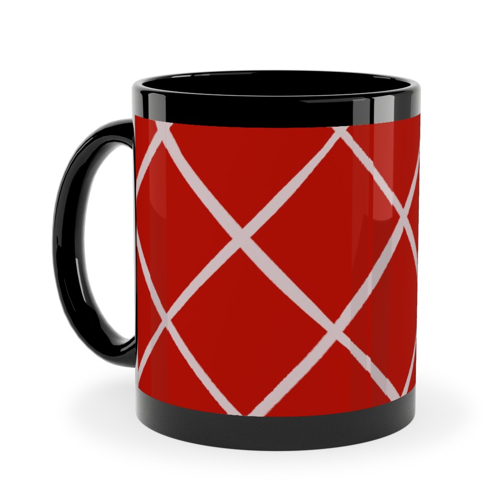Check on Red Ceramic Mug, Black, , 11oz, Red, Red