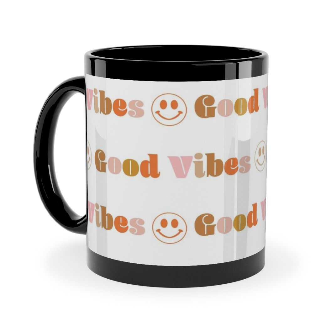 Good Vibes - Neutral Ceramic Mug, Black, , 11oz, Beige, Pearl