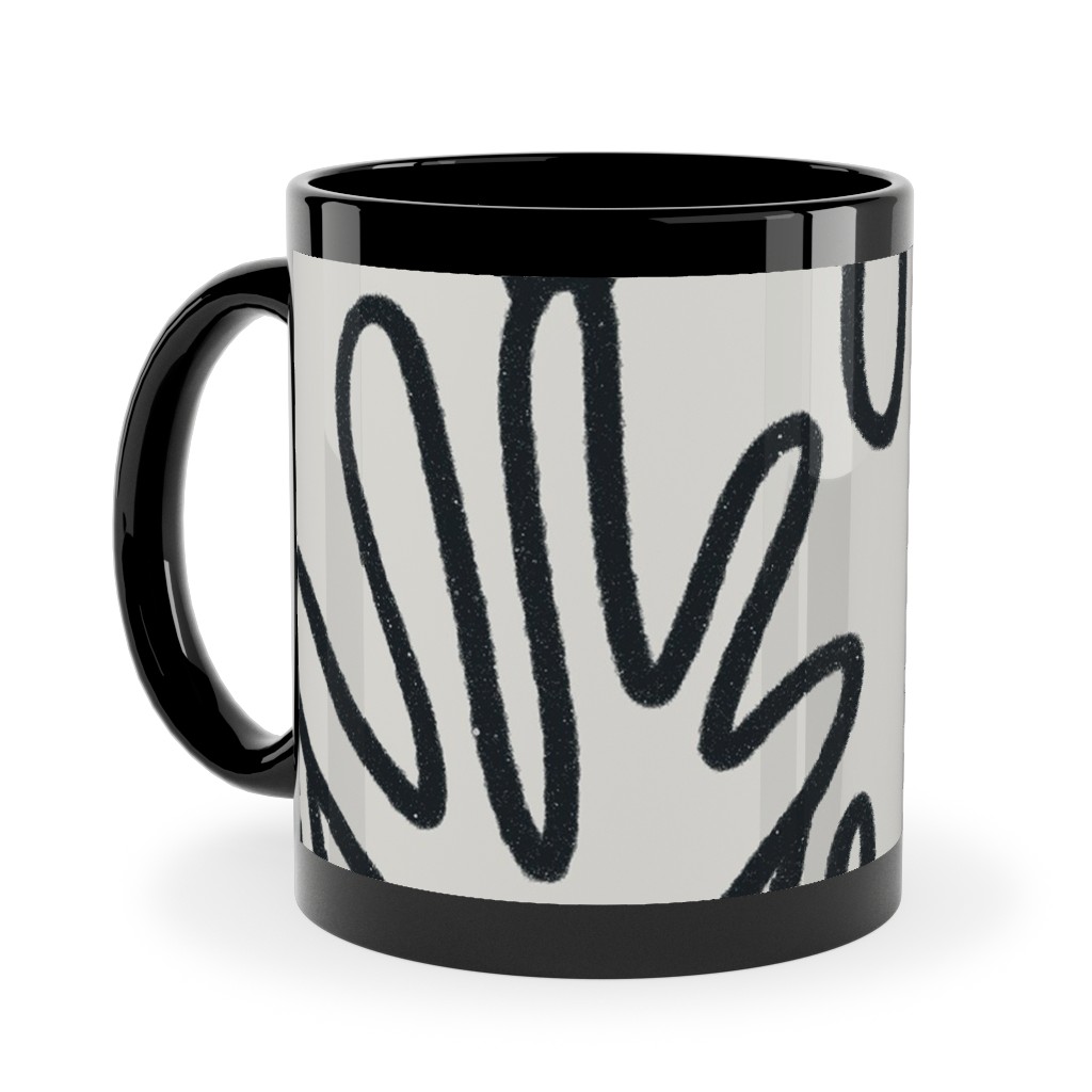 Wavy Lines - Black on White Ceramic Mug, Black,  , 11oz, White