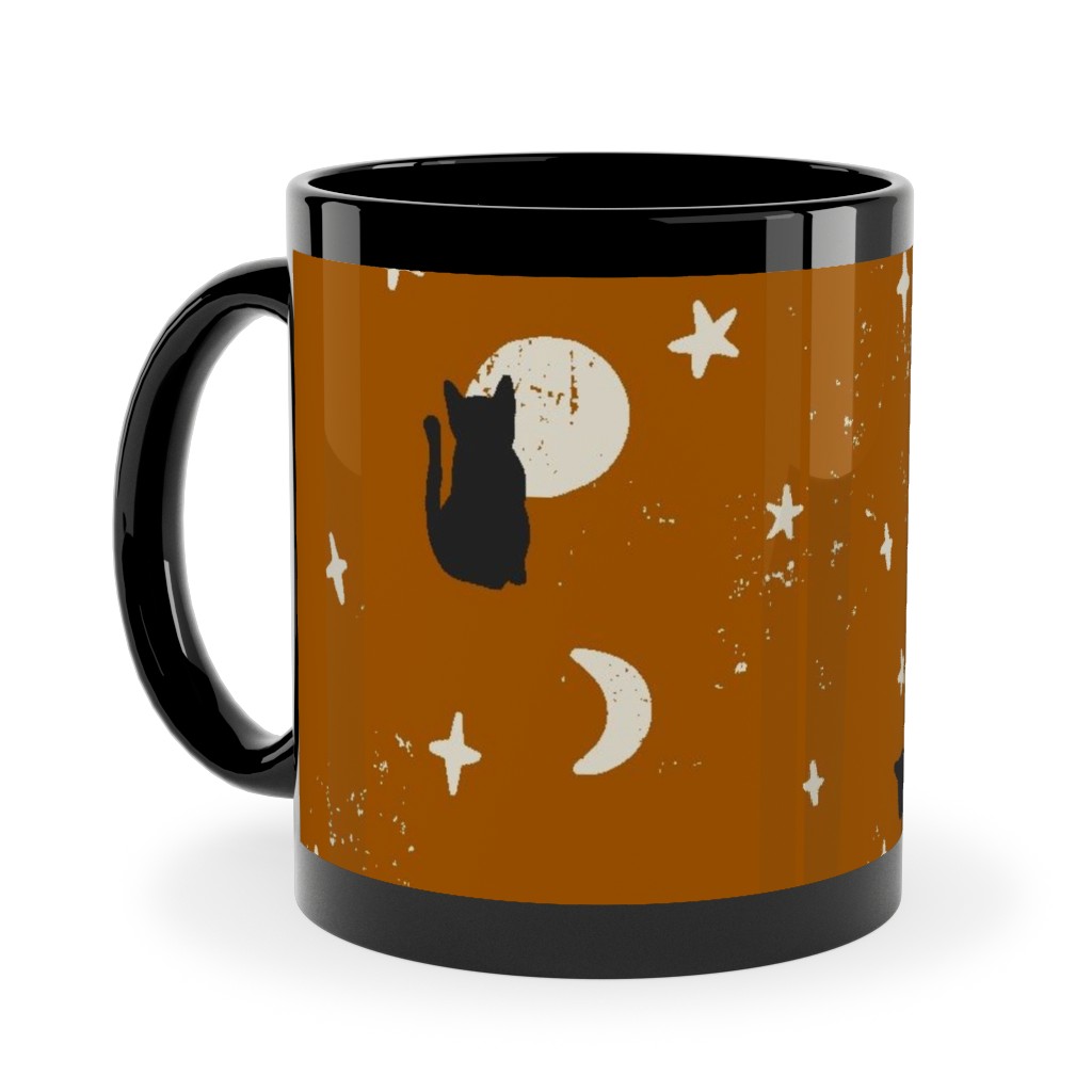 Black Cats - Burnt Orange Ceramic Mug, Black,  , 11oz, Orange