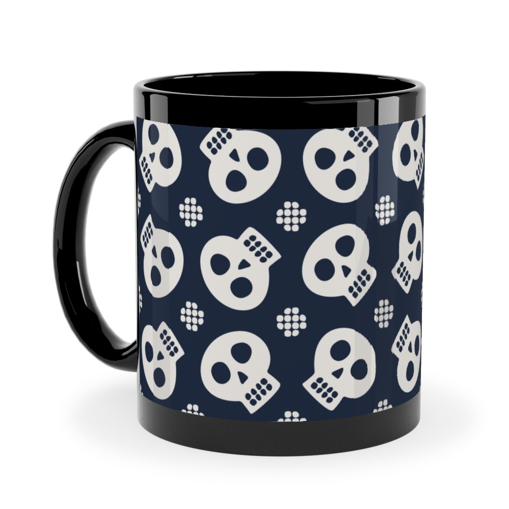 Halloween Skulls Ceramic Mug, Black, , 11oz, Black, Silhouette
