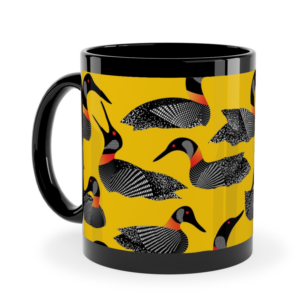Common Loon of Canada - Yellow Ceramic Mug, Black, , 11oz, Yellow, Classic Yellow