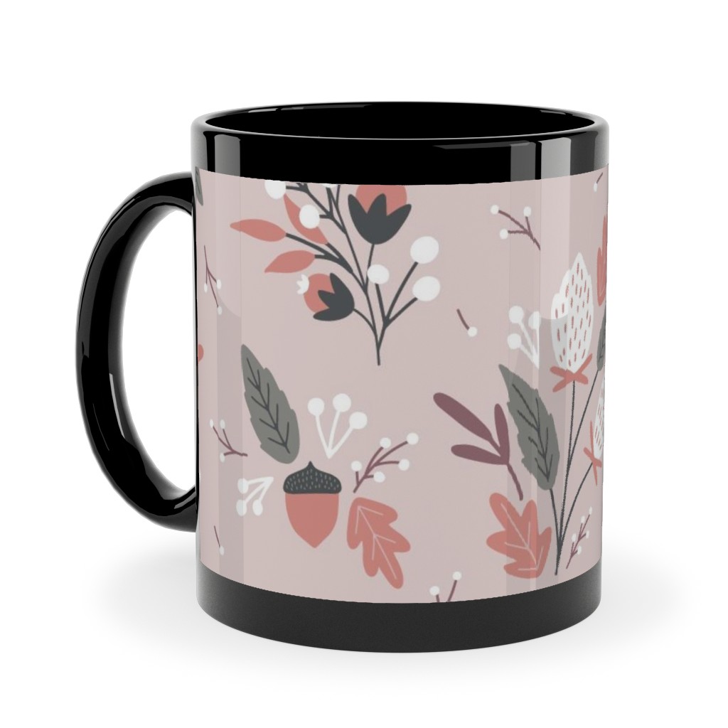Fall Foliage - Pink Ceramic Mug, Black,  , 11oz, Pink
