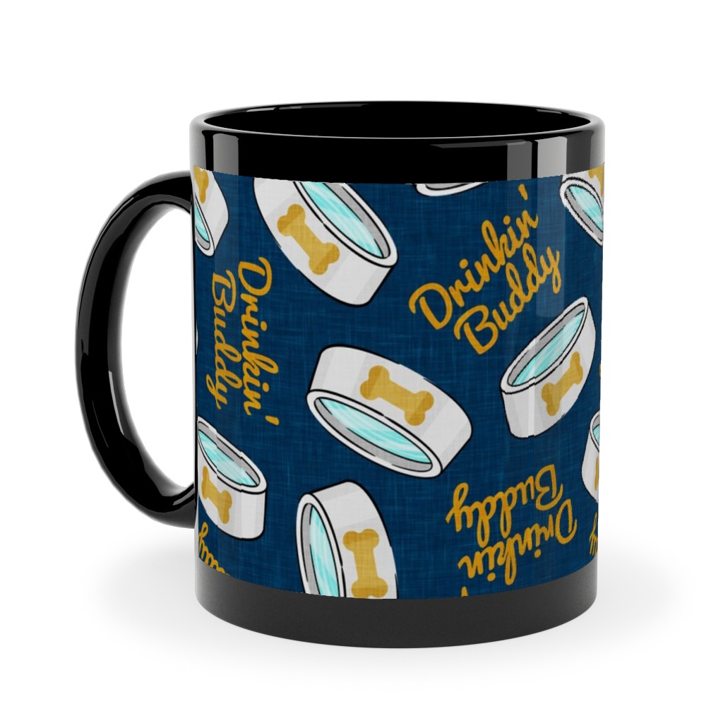 Drinkin' Buddy - Dog - Blue Ceramic Mug, Black, , 11oz, Blue, True Blue
