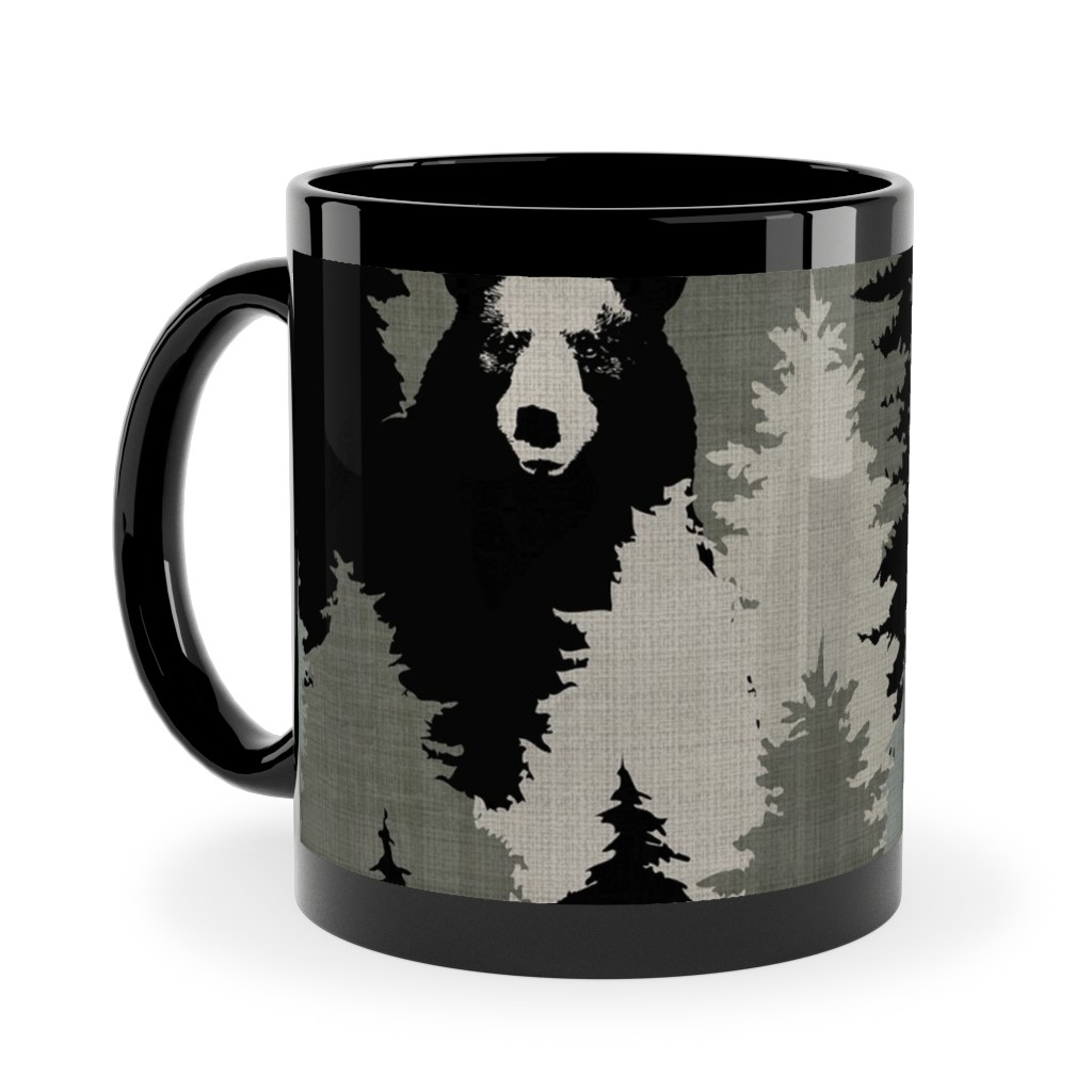 Bears Texture - Green Ceramic Mug, Black, , 11oz, Green, Classic Green