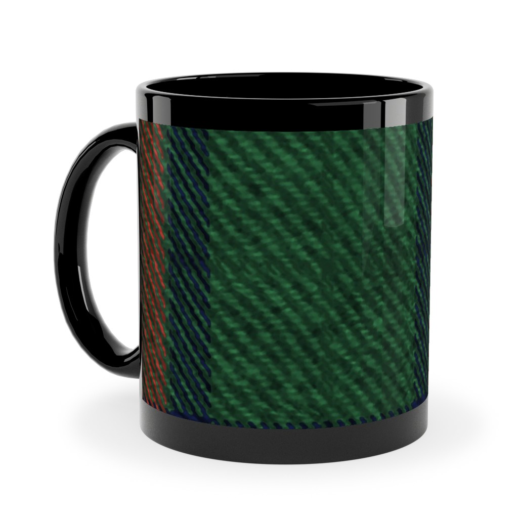 Holiday Tartan Ceramic Mug, Black, , 11oz, Green, Classic Green