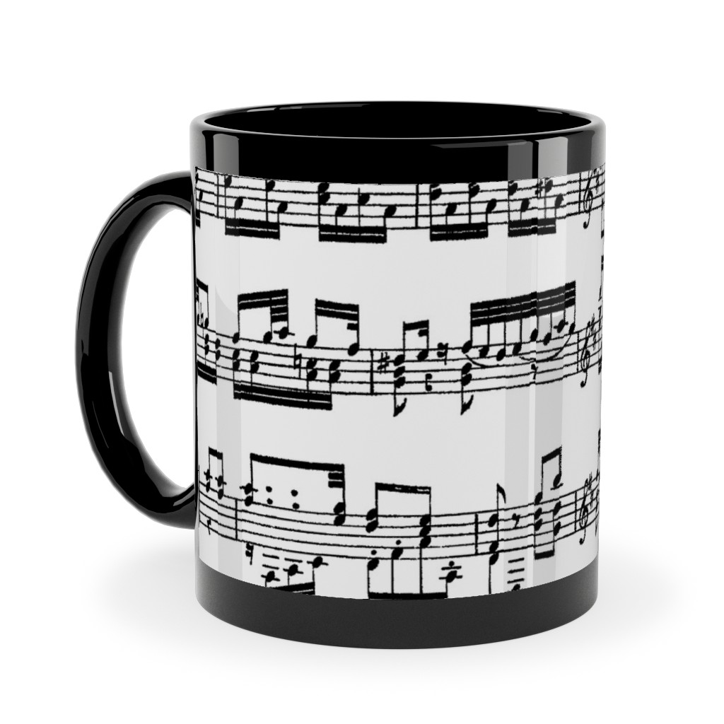 Sheet Music Ceramic Mug, Black,  , 11oz, Black