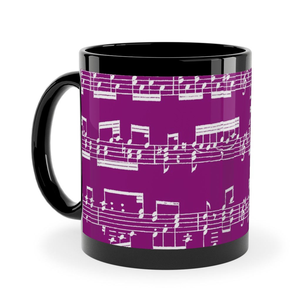 Sheet Music Ceramic Mug, Black,  , 11oz, Pink