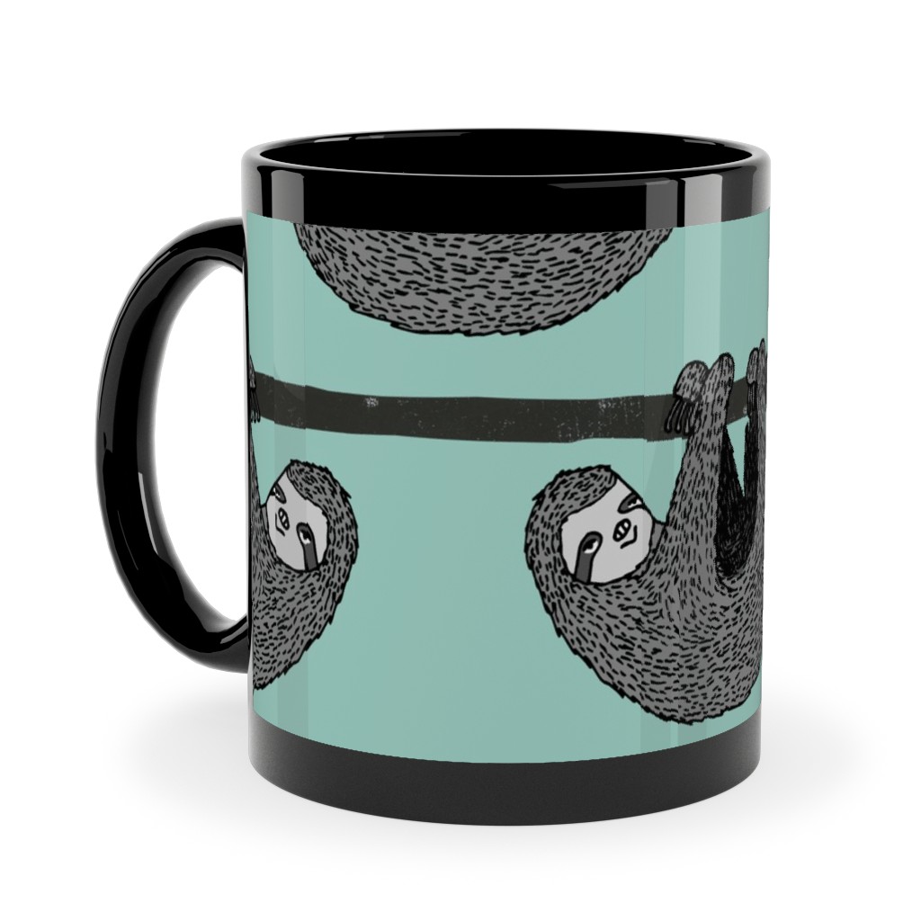 Sloth - Mint Ceramic Mug, Black, , 11oz, Green, Classic Green