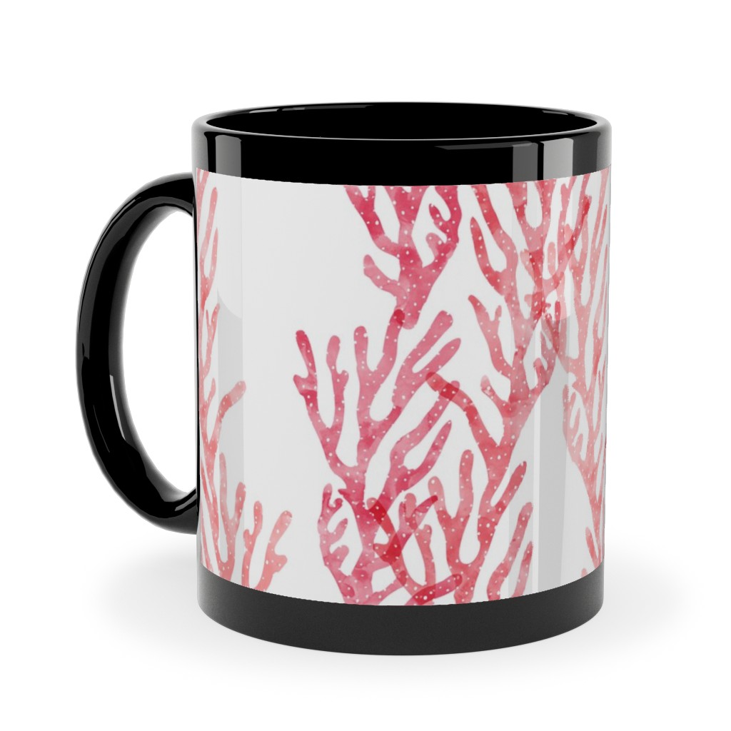 Coral - Pink Ceramic Mug, Black,  , 11oz, Pink