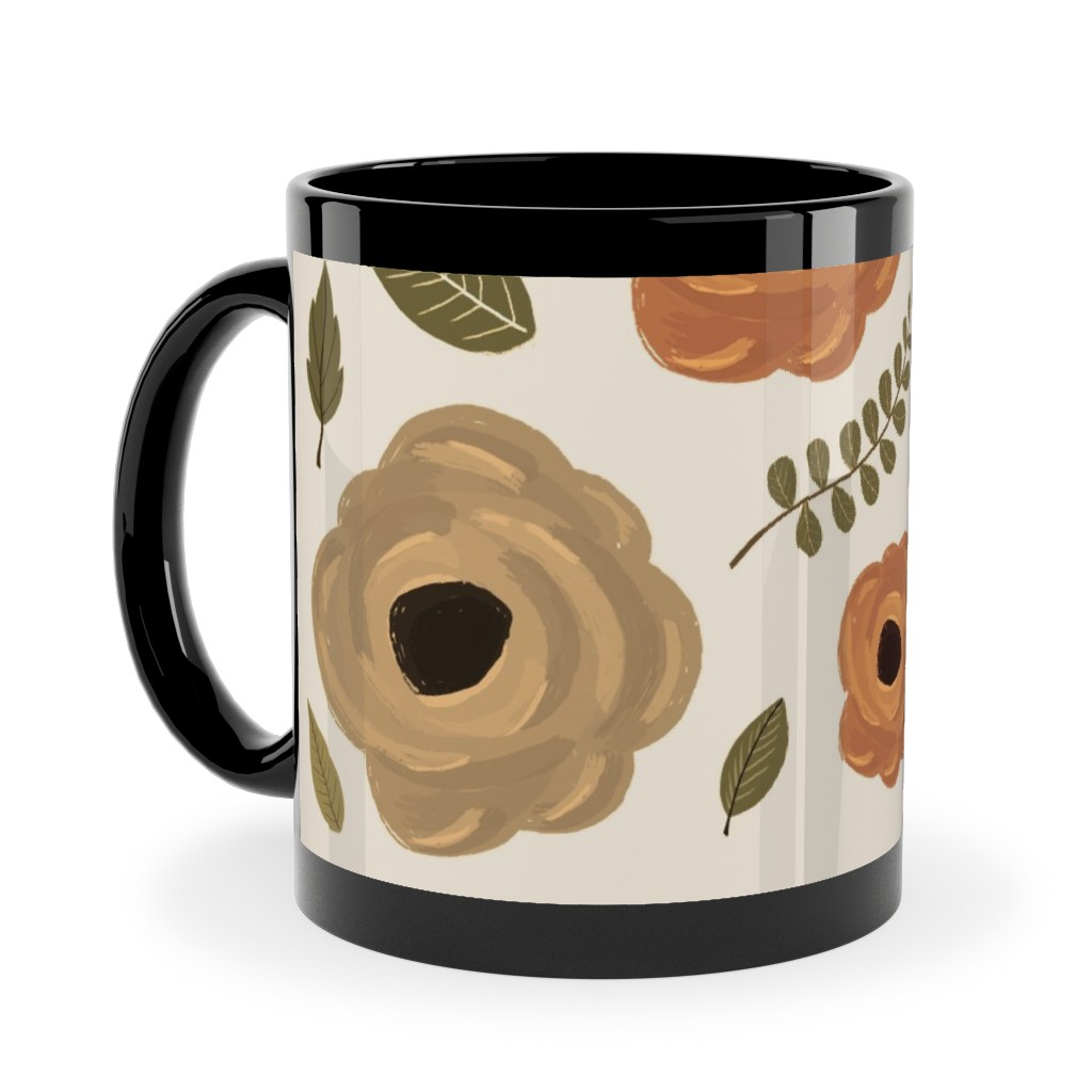 Fall Flowers - Light Ceramic Mug, Black, , 11oz, Multicolor