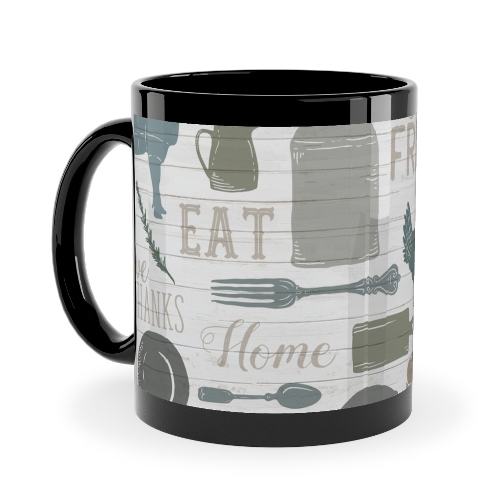 Sing for Your Supper - Gather Round & Give Thanks Ceramic Mug, Black,  , 11oz, Blue