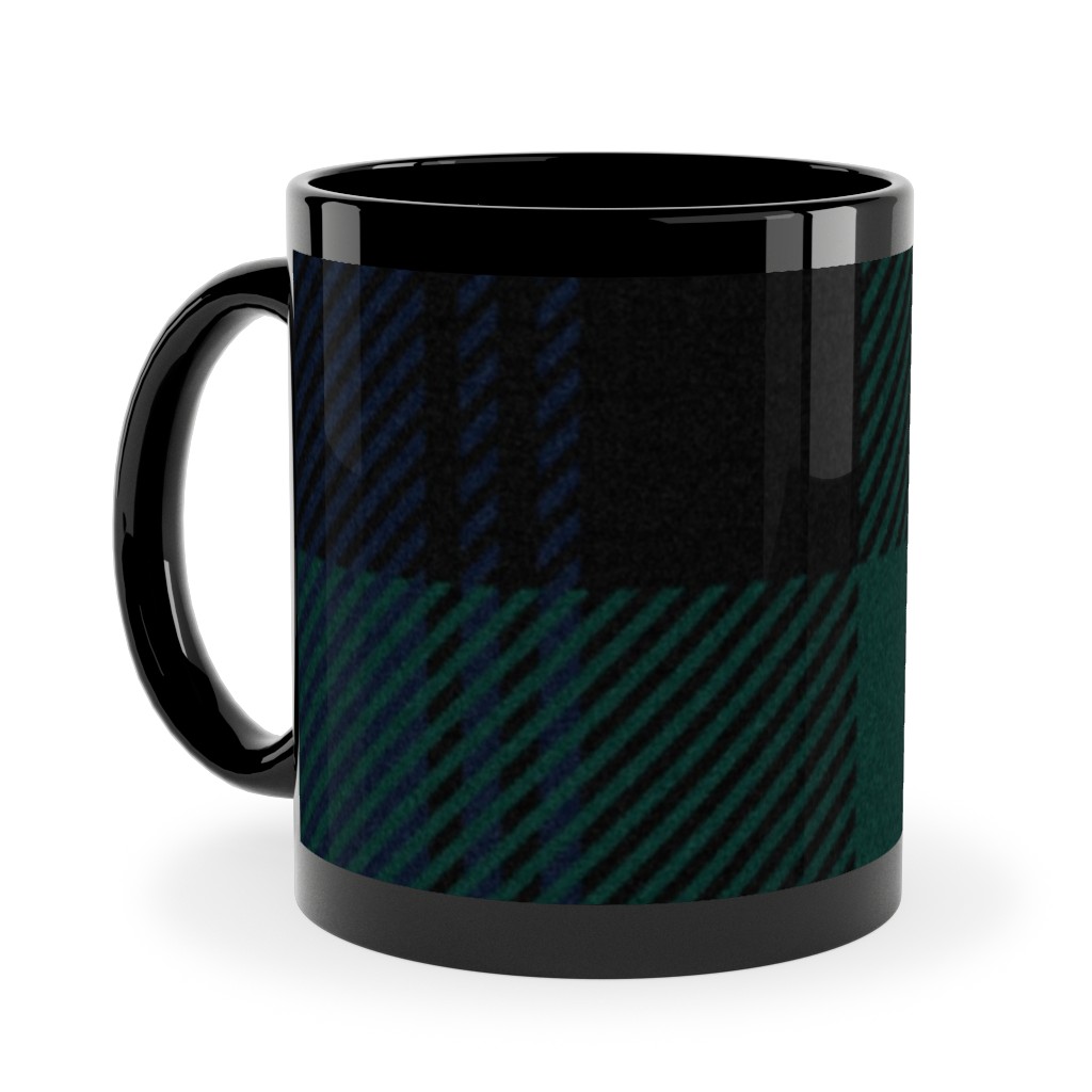 Blackwatch Tartan - Black Ceramic Mug, Black, , 11oz, Black, Black
