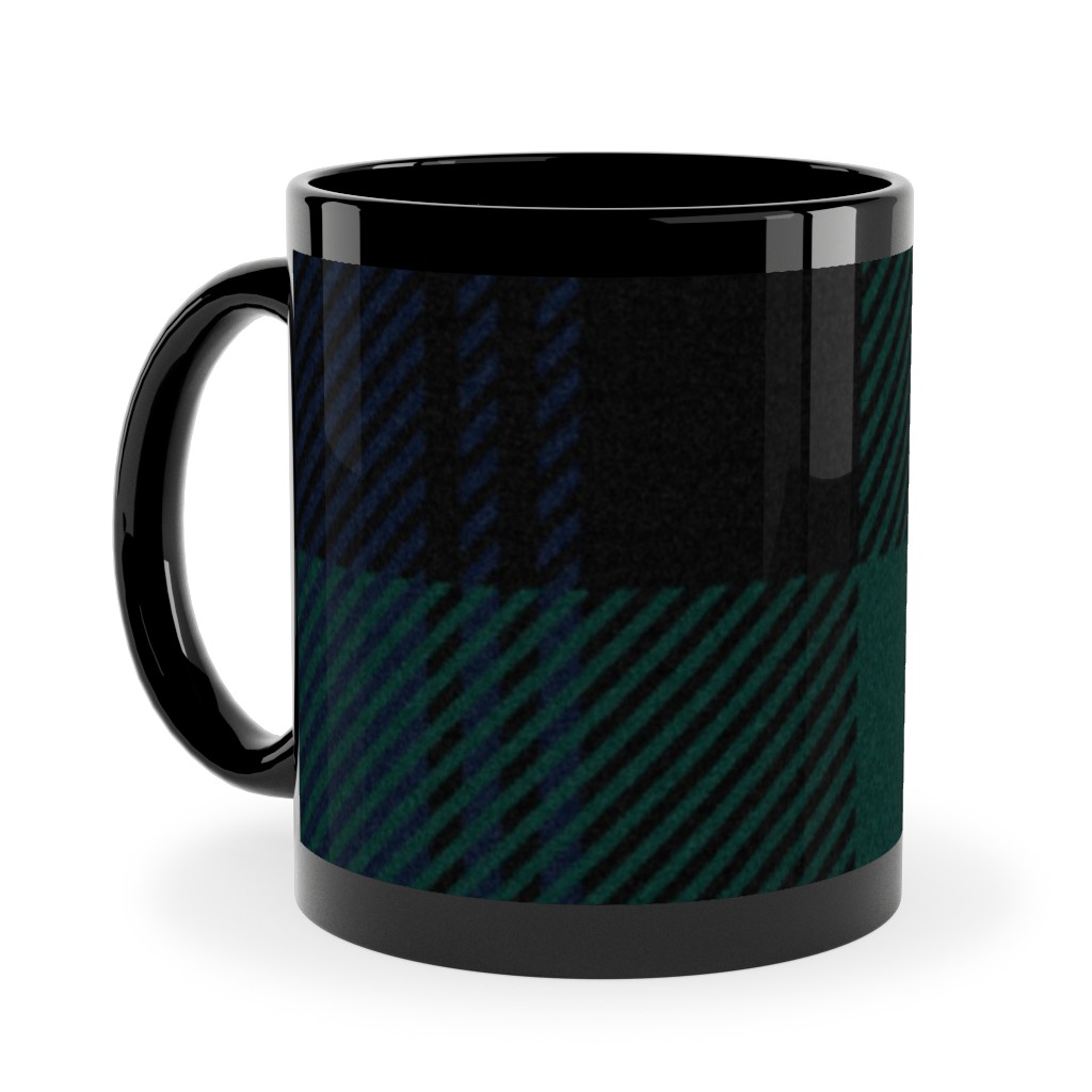 Blackwatch Tartan - Black Ceramic Mug, Black,  , 11oz, Black