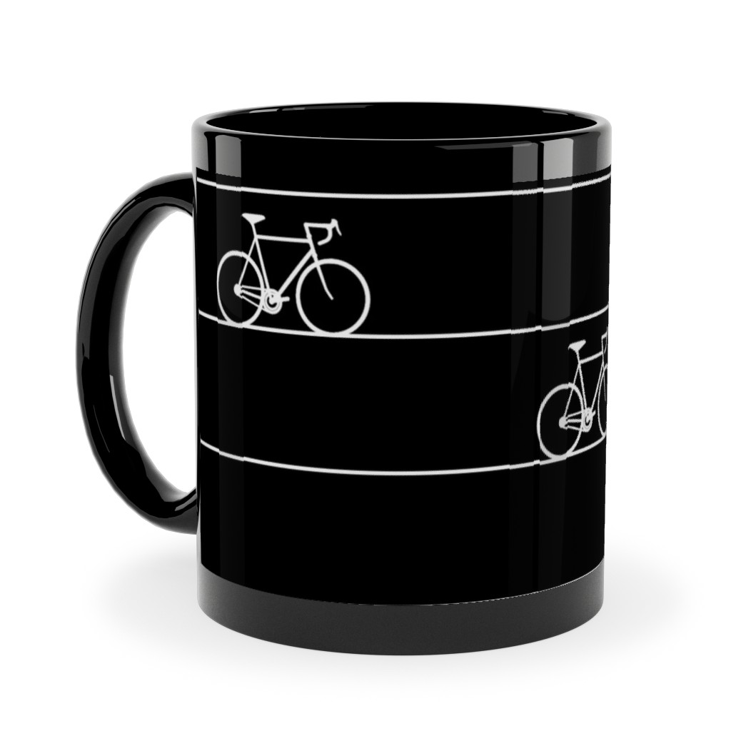 Biking Ceramic Mug, Black,  , 11oz, Black
