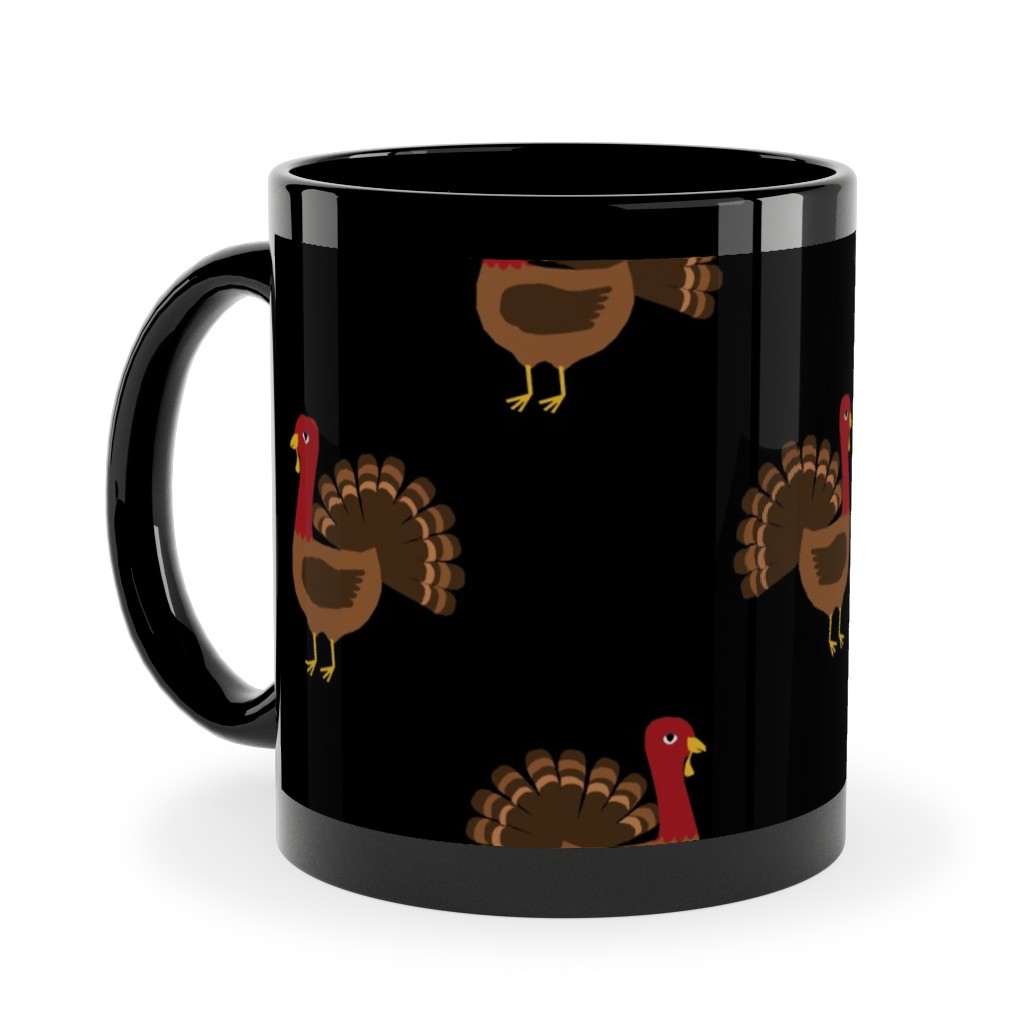 Turkey Toss Ceramic Mug, Black, , 11oz, Black, Rich Black